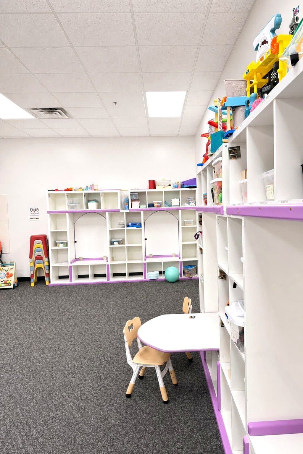 A one-on-one therapy room at our Eagan clinic, set up with a kid-sized table and chair